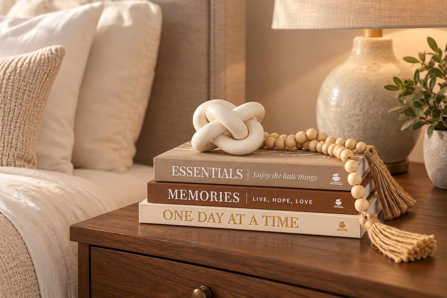 JULZEN book set on a bedside night stand